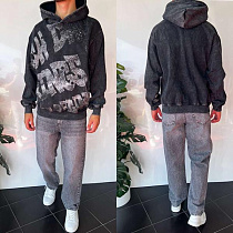 Худи Three Black 2372 grey - делук