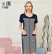 Халат Cotpark 7180 white-navy - делук