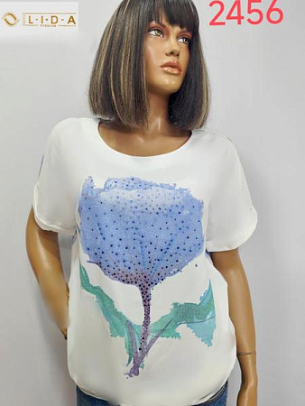Футболка Lida 2426 white-l.blue - делук