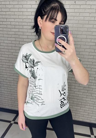 Футболка Levisha 25017 white-green - делук