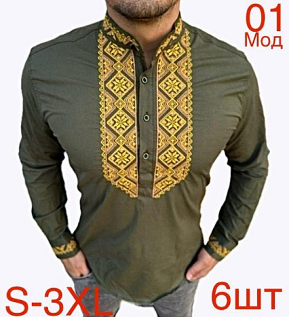 Вышиванка Надийка ND668-01 khaki - делук