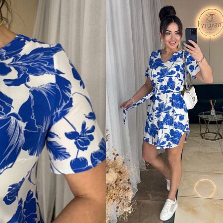 Платье Arina 2417 white-blue - делук