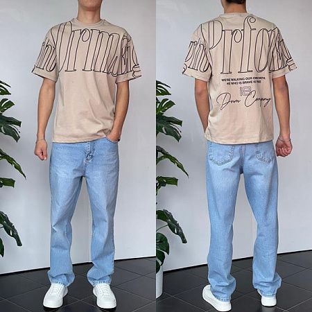 Футболка Three Black 2126 beige - делук