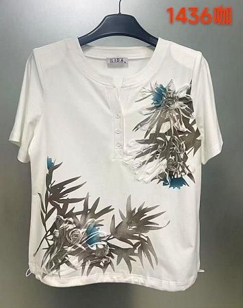 Футболка Lida 1436 white-khaki - делук