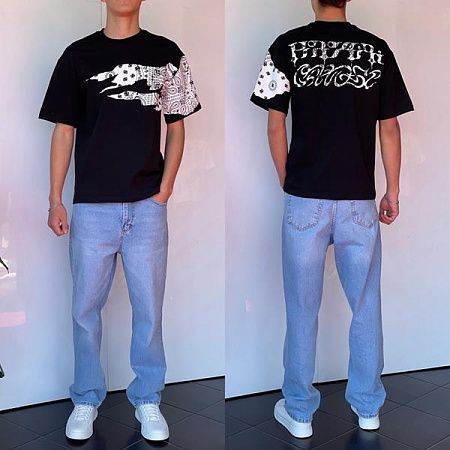 Футболка Three Black 2229 black - делук