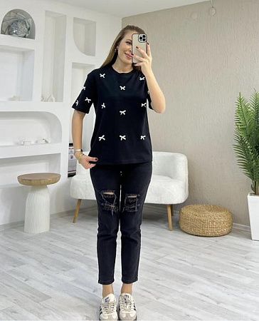 Футболка New Season 8251 black-white - делук