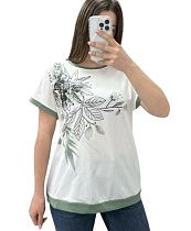 Футболка Elena&Vika 25220 white-green - делук