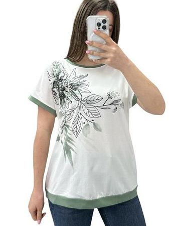 Футболка Elena&Vika 25220 white-green - делук