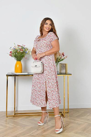 Платье Arina 2465 white-red - делук