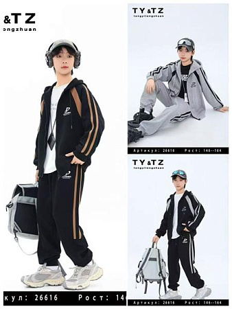 Костюм Спорт Delfinka 26616 black-grey - делук