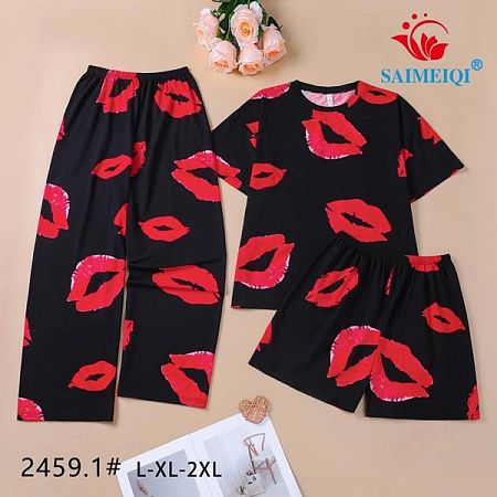 Ночнушка Saimeiqi 2459-1 black - делук