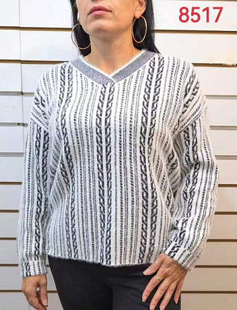 Свитер Lida 8517 white-l.grey - делук