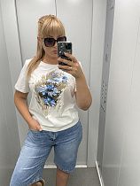 Футболка Lida 3721 white-beige - делук