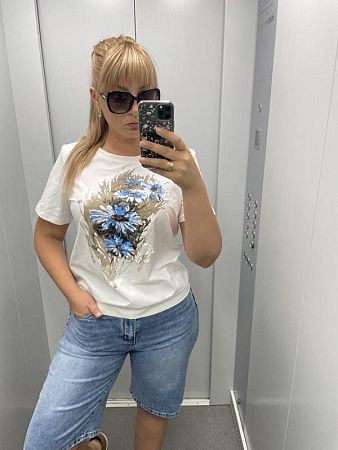Футболка Lida 3721 white-beige - делук