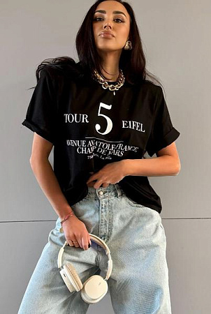 Футболка Lora LR1179 black - делук