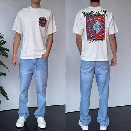 Футболка Three Black 2155 white - делук