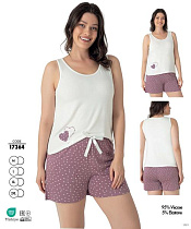 Пижама Cotpark 17364 white-d.pink - делук