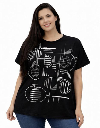 Футболка Elena&Vika 26008 black - делук