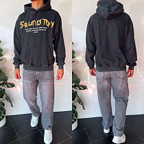 Худи Three Black 2371 grey - делук