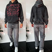 Худи Three Black 2361 grey - делук