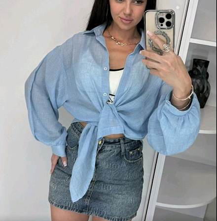 Рубашка Lora LR1003 l.blue - делук