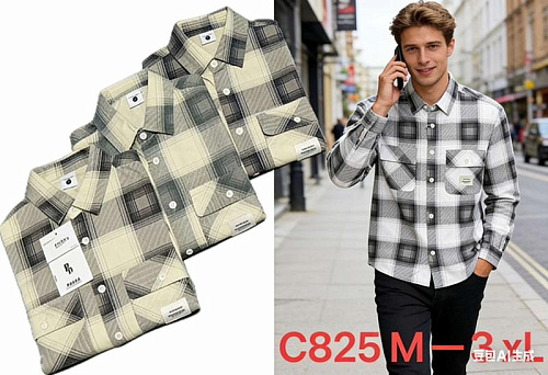 Рубашка Lina C825 beige-l.grey - делук