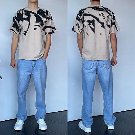Футболка Three Black 2209 beige - делук