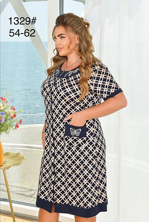 Халат Anion 1329 navy-beige - делук