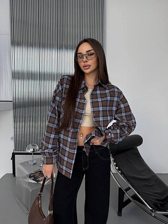 Рубашка Akulova 412 brown-l.blue - делук