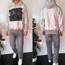 Худи Three Black 2368 l.grey - делук