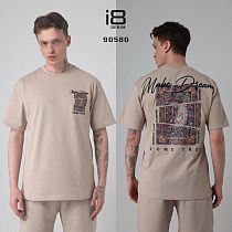 Футболка Three Black 90580 beige - делук