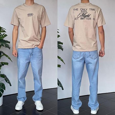 Футболка Three Black 2157 beige - делук