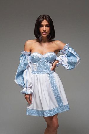 Платье Odis 681 white-l.blue - делук