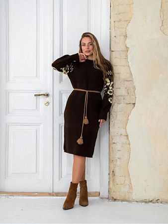 Платье Liza Brend 1107 brown-beige - делук