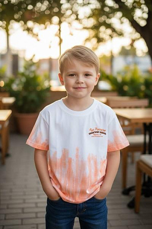 Футболка Delfinka 6001 white-orange - делук