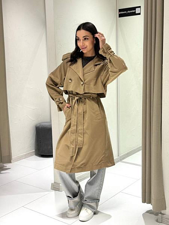 Пальто Three Black Women TB122 d.beige - делук