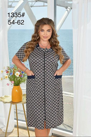 Халат Anion 1335 navy-beige - делук