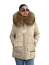Пуховик Yafeier 896 beige енот - делук