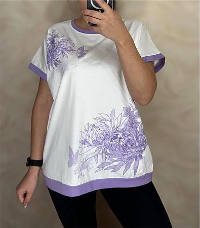 Футболка Levisha 25019 white-lilac - делук
