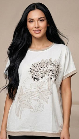 Футболка Levisha 25022 white-beige - делук