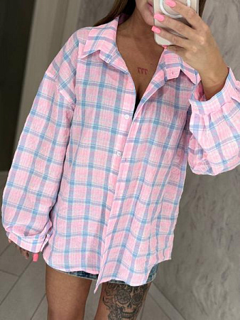 Рубашка Lora LR1017 pink - делук