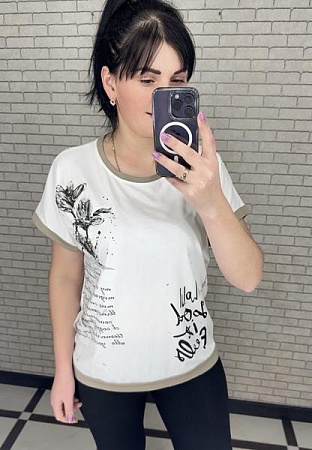 Футболка Levisha 25017 white-beige - делук