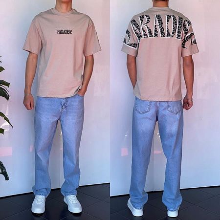 Футболка Three Black 2238 beige - делук