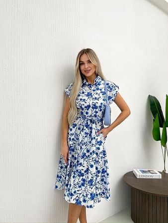 Платье Arina 2444 white-blue - делук