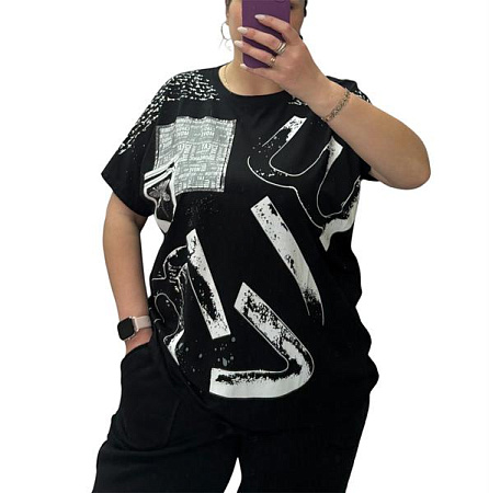 Футболка Elena&Vika 25082 black - делук