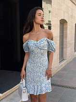 Платье Arina 1604 white-l.blue - делук