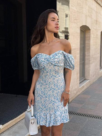 Платье Arina 1604 white-l.blue - делук