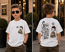 Футболка Major Kids 3725 white-brown - делук