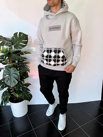 Худи Three Black 2314 l.grey - делук