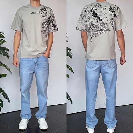 Футболка Three Black 2143 grey - делук